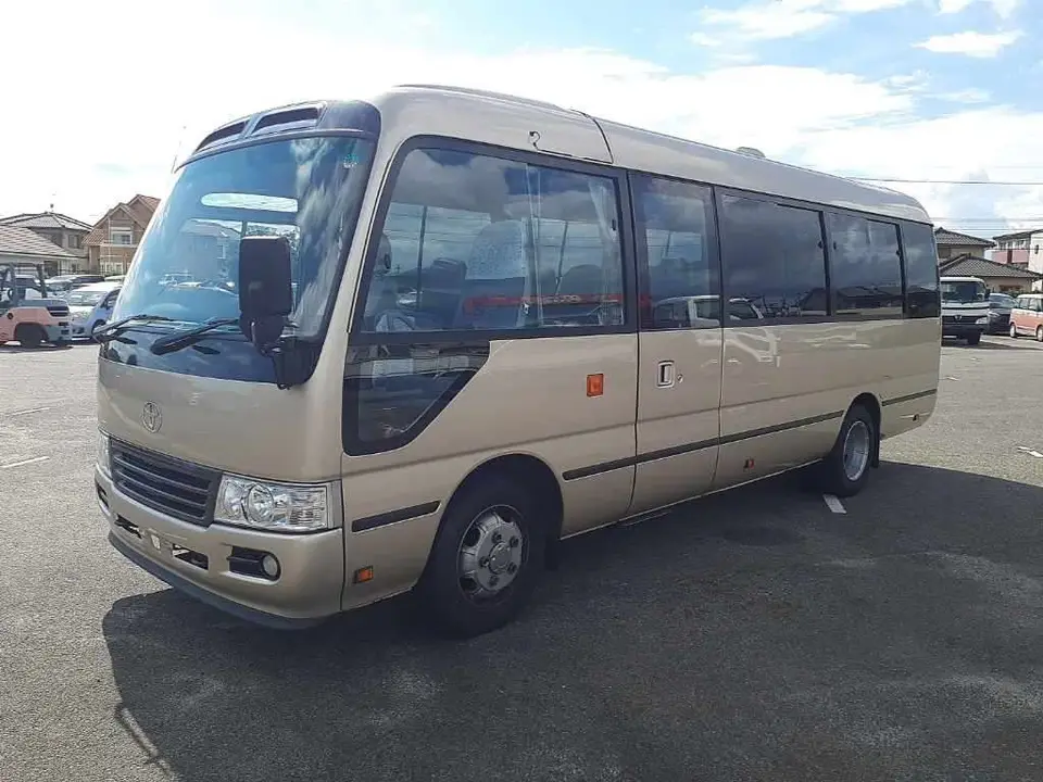2014 Toyota Coaster Long EX Turbo Gold Van for sale, Japanese used car export - photo 1 of 10 | GULJI TRADERS