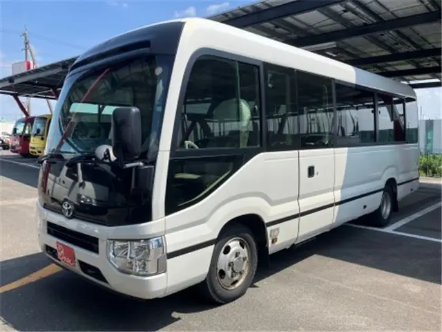 2017 Toyota Coaster GX28-passenger automatic door, auto step navigation White Van for sale, Japanese used car export - photo 1 of 60 | GULJI TRADERS