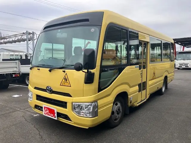 2019 Toyota Coaster Long 3+49/1.5-seater infant bus with automatic doors Yellow Van for sale, Japanese used car export | GULJI TRADERS