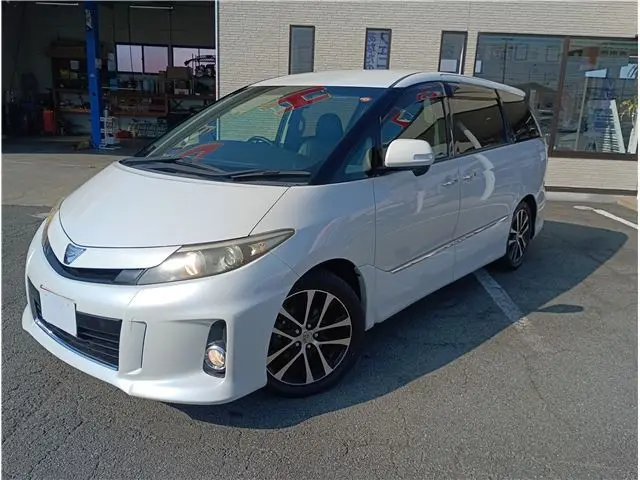 2013 Toyota Estima Aeras Premium Edition, genuine 8-inch navigation system with TV. Pearl Van for sale, Japanese used car export - photo 1 of 66 | GULJI TRADERS