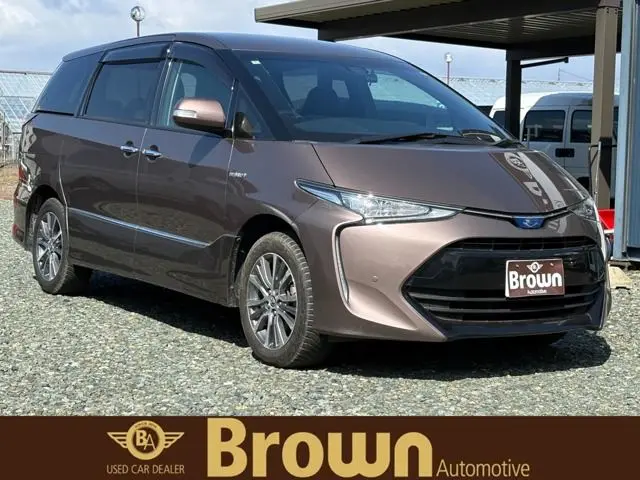 2018 Toyota Estima Hybrid 2.4 Aeras 4WD Brown Van for sale, Japanese used car export | GULJI TRADERS