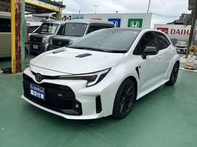 2024 Toyota GR Corolla 1.6 RZ 4WD, rear camera, 6MT, LED headlights Pearl Sedan for sale, Japanese used car export - photo 1 of 18 | GULJI TRADERS