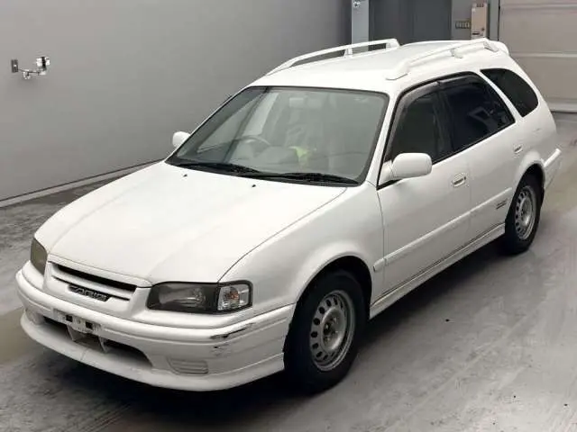 2002 Toyota Sprinter Carib S Touring Aero Sport 4WD White Sedan for sale, Japanese used car export - photo 1 of 13 | GULJI TRADERS